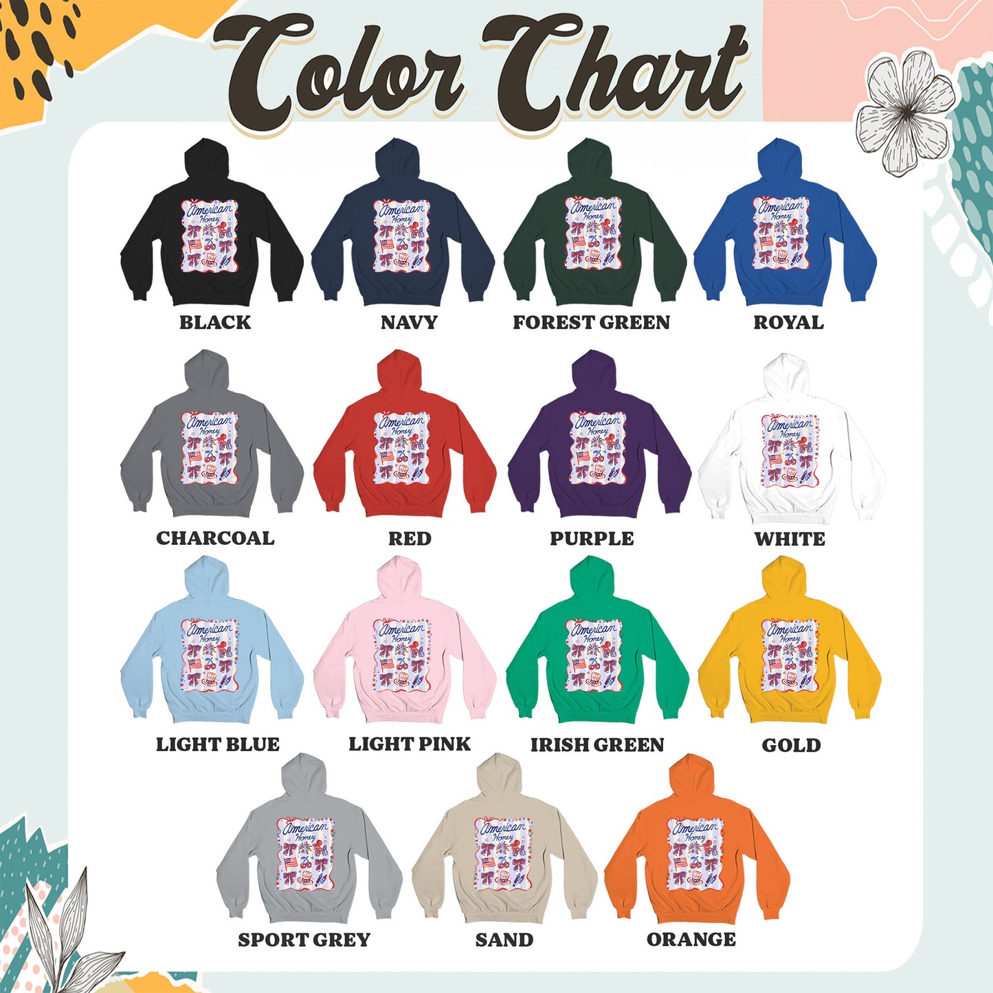 4th of July Hoodie, American Honey Coquette Hoodie, Girly Independence Day USA Hoodie