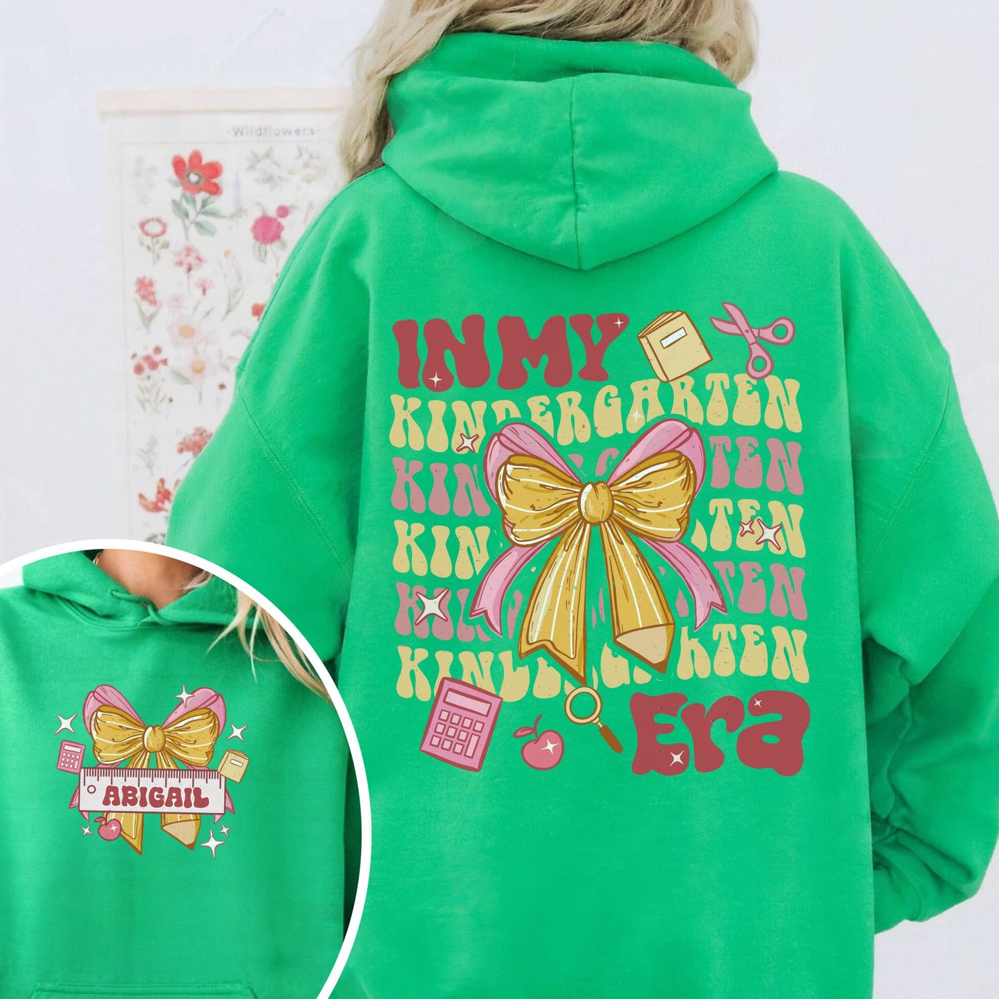 Back to School Hoodie, in My Kindergarten Era Hoodie, Custom Name Kinder Hoodie