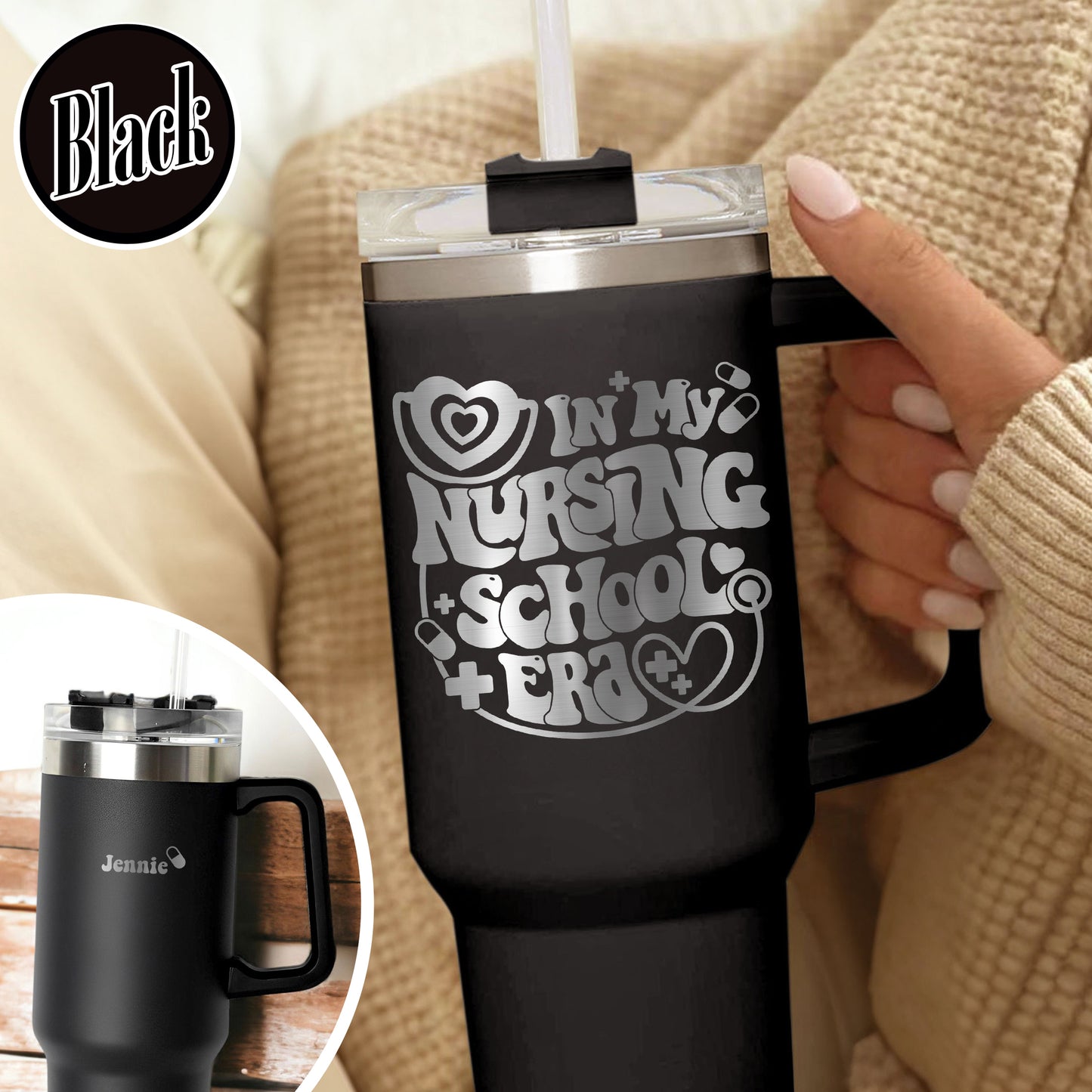 Nurse Tumbler 40oz, Nurse Tumbler Name, Personalized Tumbler Nurse, Engraved Nurse Tumbler, Nurse Tumbler With Handle, 40oz Tumbler Engraved