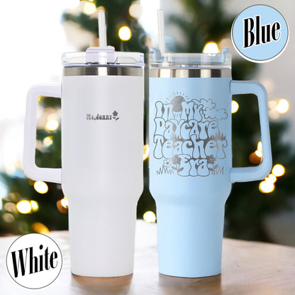 Tumbler 40oz For Daycare Teacher, Daycare Teacher Tumbler, Teacher Tumbler 40oz, Tumbler Teacher With Handle, Personalized Teacher Tumbler 40oz