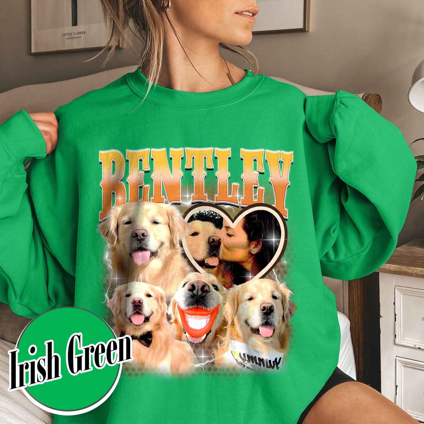 Custom Sweatshirt, Custom Pet Photo Sweatshirt, Custom Retro Dog Bootleg Sweatshirt, Pet Lovers Gift