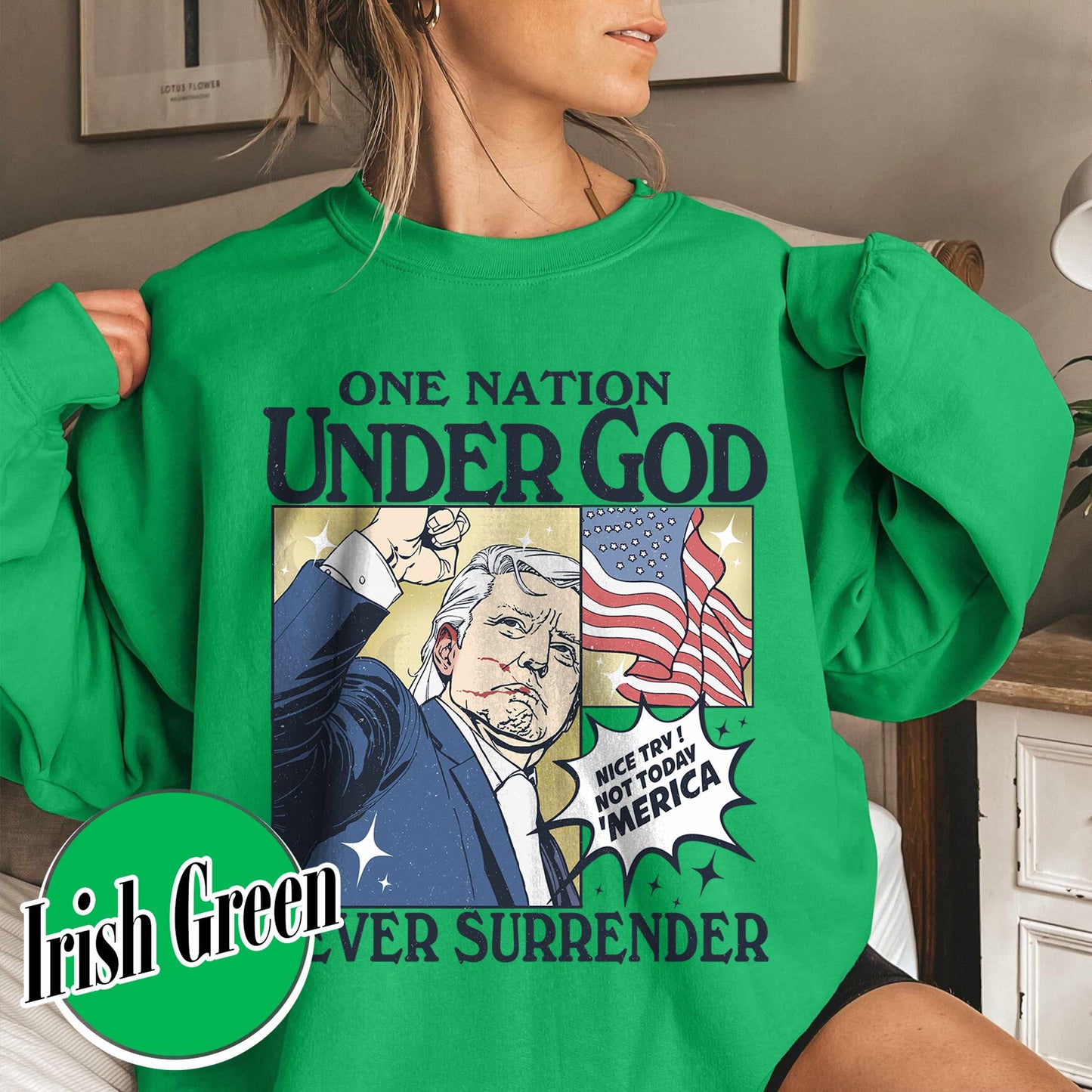 One Nation Under God Sweatshirt, Assassination 2024 Shirt, Never Surrender Shirt, Shot Assassination Attempt Shirt, Rally Shooting American Shirt