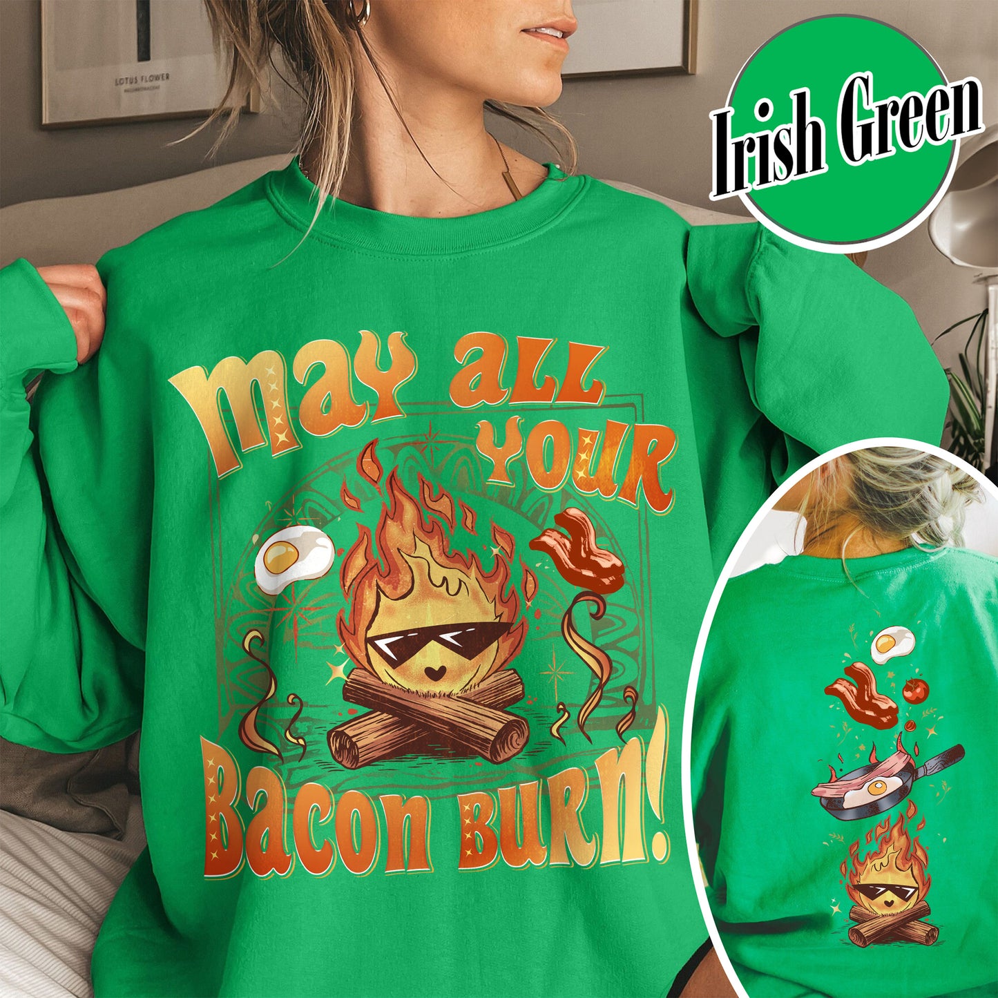 May All Your Bacon Burn Sweatshirt, Move Castle Sweatshirt, Bed and Breakfast Sweatshirt, Anime Sweatshirt, Anime Fan Gift, Kawaii Fire Sweatshirt, Fire Demon Sweatshirt