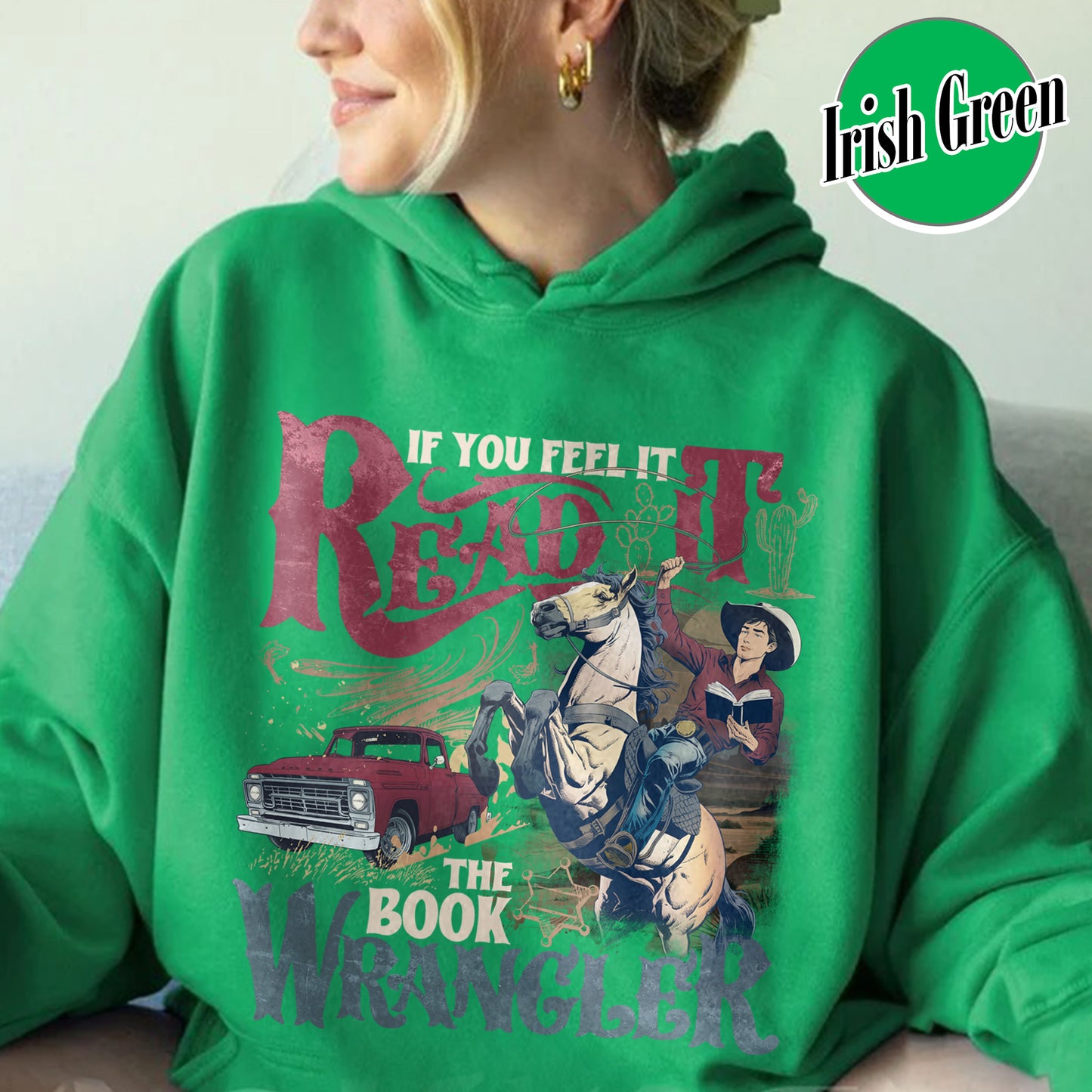 Bookish Hoodie, Book Wrangler Hoodie, Western Cowboy Hoodie, Country Bookish Hoodie
