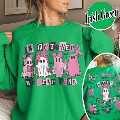 Breast Cancer Awareness Sweatshirt, Breast Cancer Support Squad Sweatshirt, in October We Wear Pink Sweatshirt