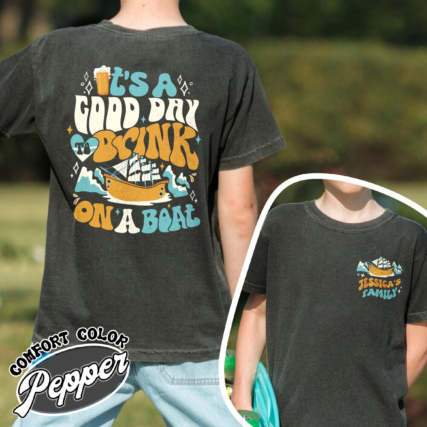 It Is Good Day To Drink on a Boat Comfort Color Youth Shirt, Its a Good Day To Drink on a Boat, Cruise Vacation Shirt, Cruise Crew 2024 Vacation, Family Vacation