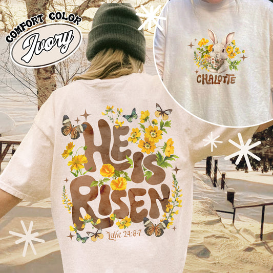 Easter Comfort Colors Shirt,He Is Risen Easter Shirt,Floral Easter Tshirt,Jesus Easter,Easter Shirt For Women
