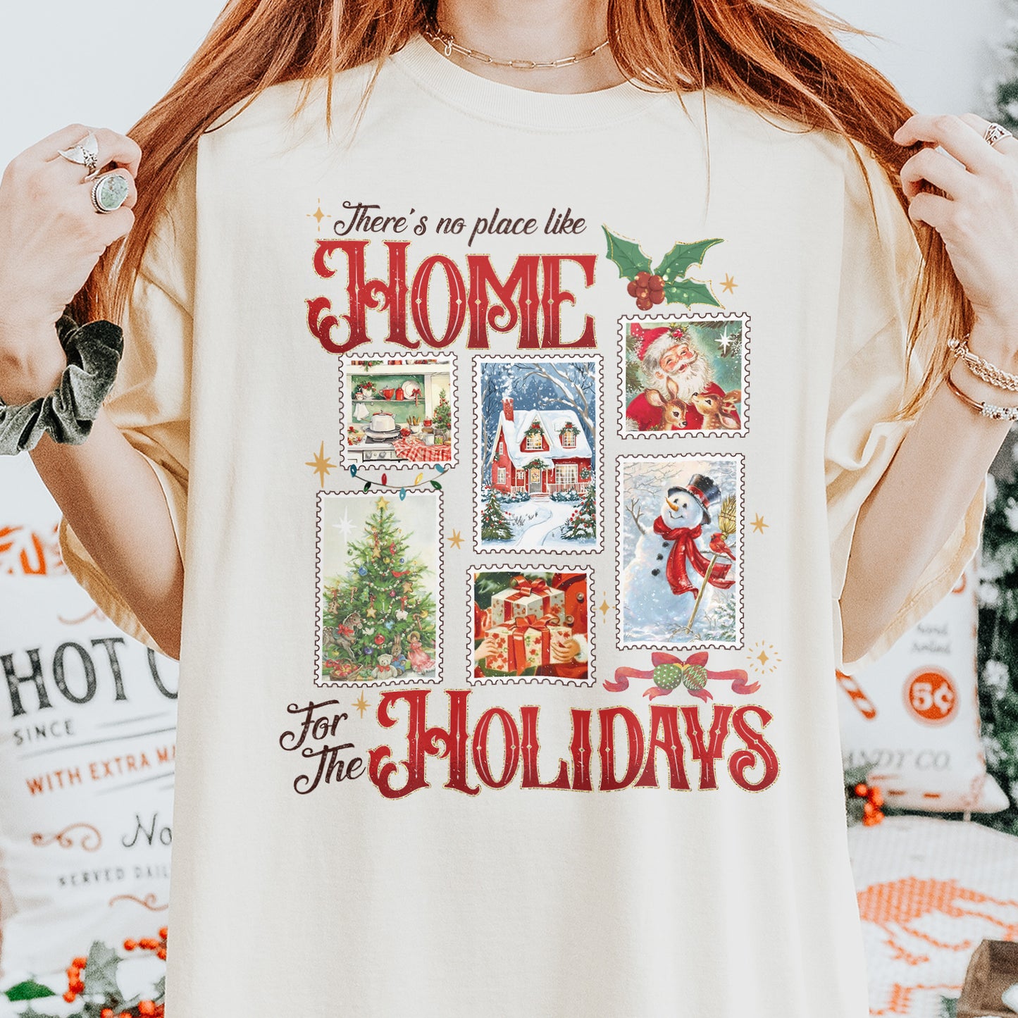 Home for the Holidays Shirt: Vintage Christmas Shirt, Merry Xmas Shirt, Festive Family Xmas Shirt