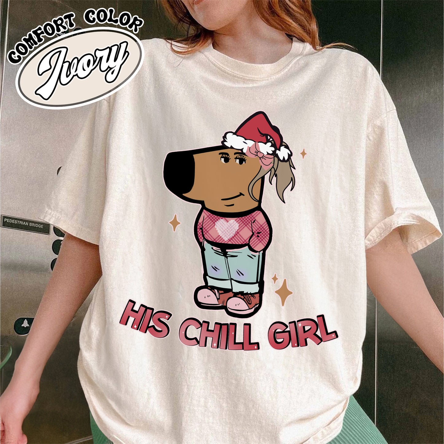 Chilly Christmas Comfort Color Shirt, Funny Boyfriend Shirt, Chill Dog TikTok Meme, Viral Dog Cartoon Shirt, Matching Xmas Tshirt, Funny Couple Christmas Shirt