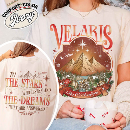 Velaris City of Starlight Two-Sided Shirt, Velaris Shirt Comfort Colors, Velaris City Starlight Shirt, City of Velaris, Velaris Christmas Shirt