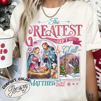 The Greatest Gift of All Shirt, Christmas Family Shirt With the Nativity, Christian Christmas Shirts Family, Christmas Nativity Shirt