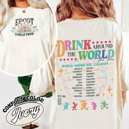 Disney Comfort Color Shirt, Epcot Drink Around the World Shirt, Disney Trip Shirt