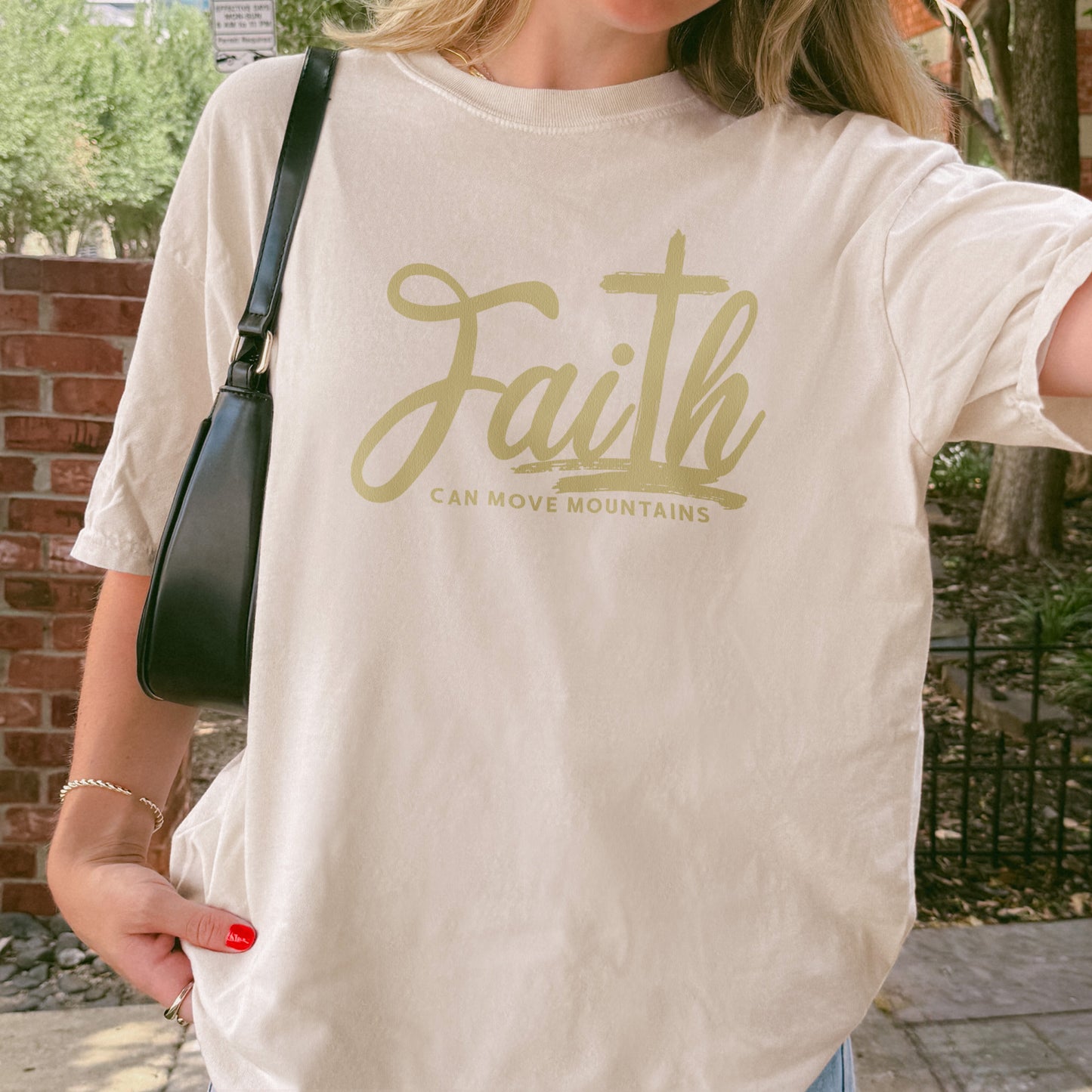 Faith Can Move Mountains Shirt | Christian Cross Bible Verse Tee