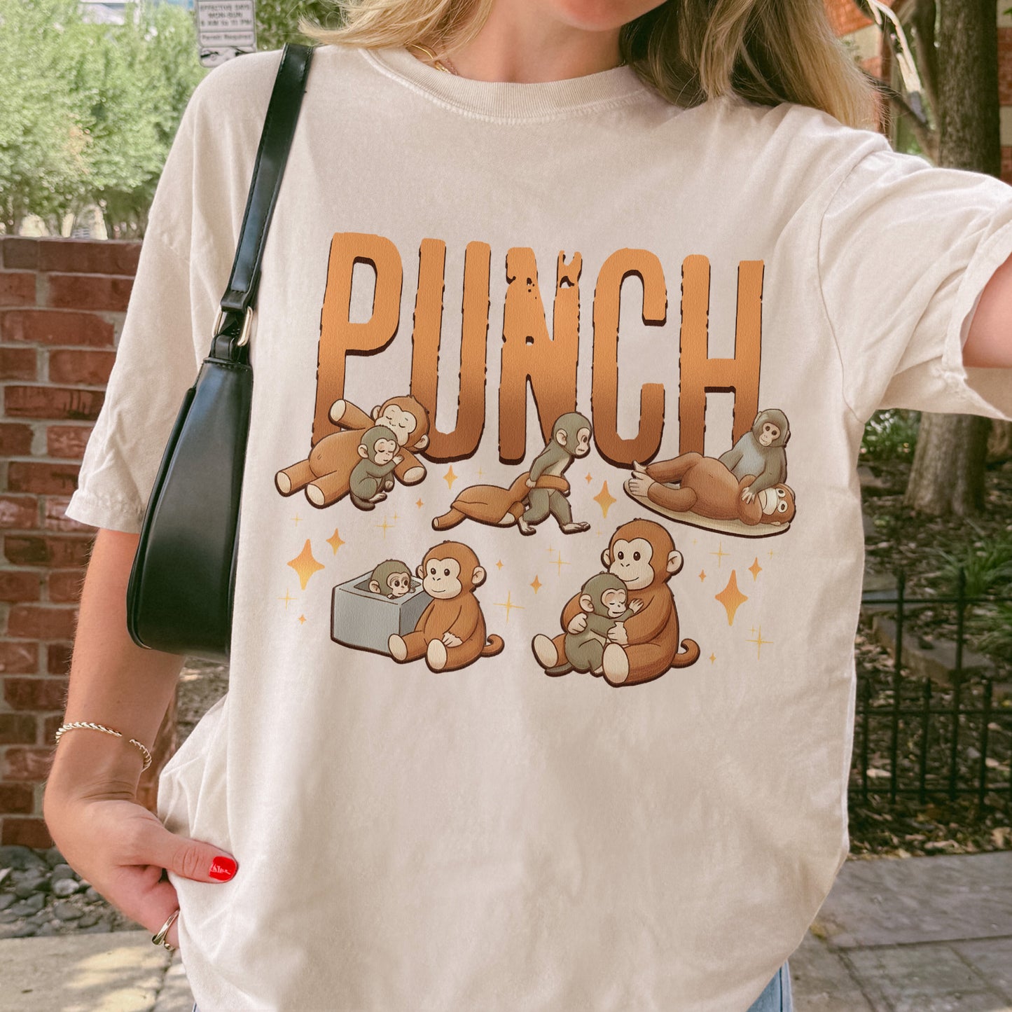 Monkey Punch Cute - Funny Kawaii Monkeys Graphic - Animals Monkeys Lovers Tshirt