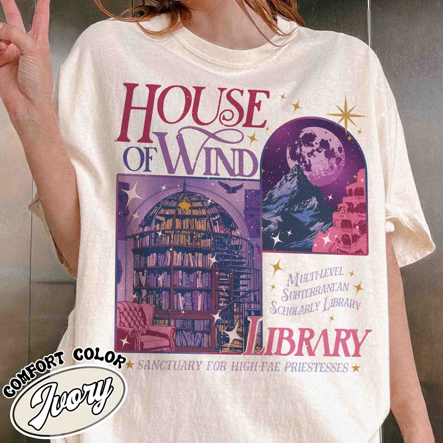 House of Wind Comfort Colors Shirt, House of Wind Library, House of Wind Book Club Shirt, Library Velaris Shirt, ACOTAR Shirt, Bookish Shirt