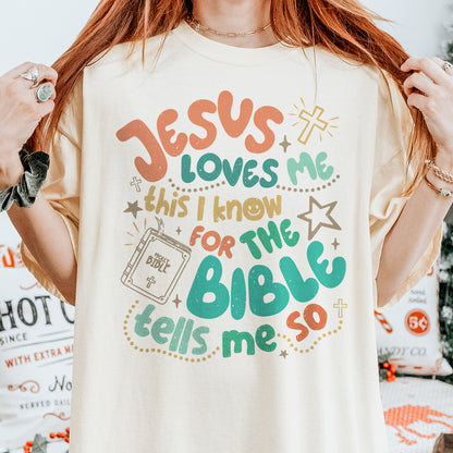 Jesus Loves Me This I Know Shirt: Christian Bible Verse Tee, Kids Youth Faith T-Shirt