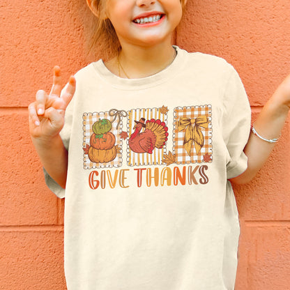 Thanksgiving Holiday, Give Thanks Coquette, Fall Pumpkin Turkey, Grateful Thankful Blessed, Autumn Gift Youth Tshirt