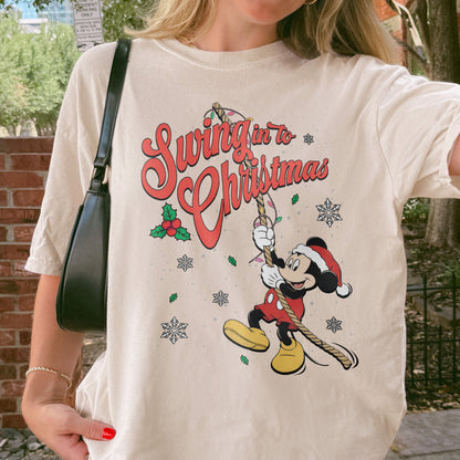 Swing Into Christmas Shirt: Funny Mickey Christmas Tee, Cute Holiday Shirt, Festive Disney Christmas Outfit Tshirt