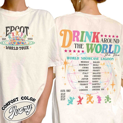 Disney Comfort Color Shirt, Epcot Drink Around the World Shirt, Disney Trip Shirt