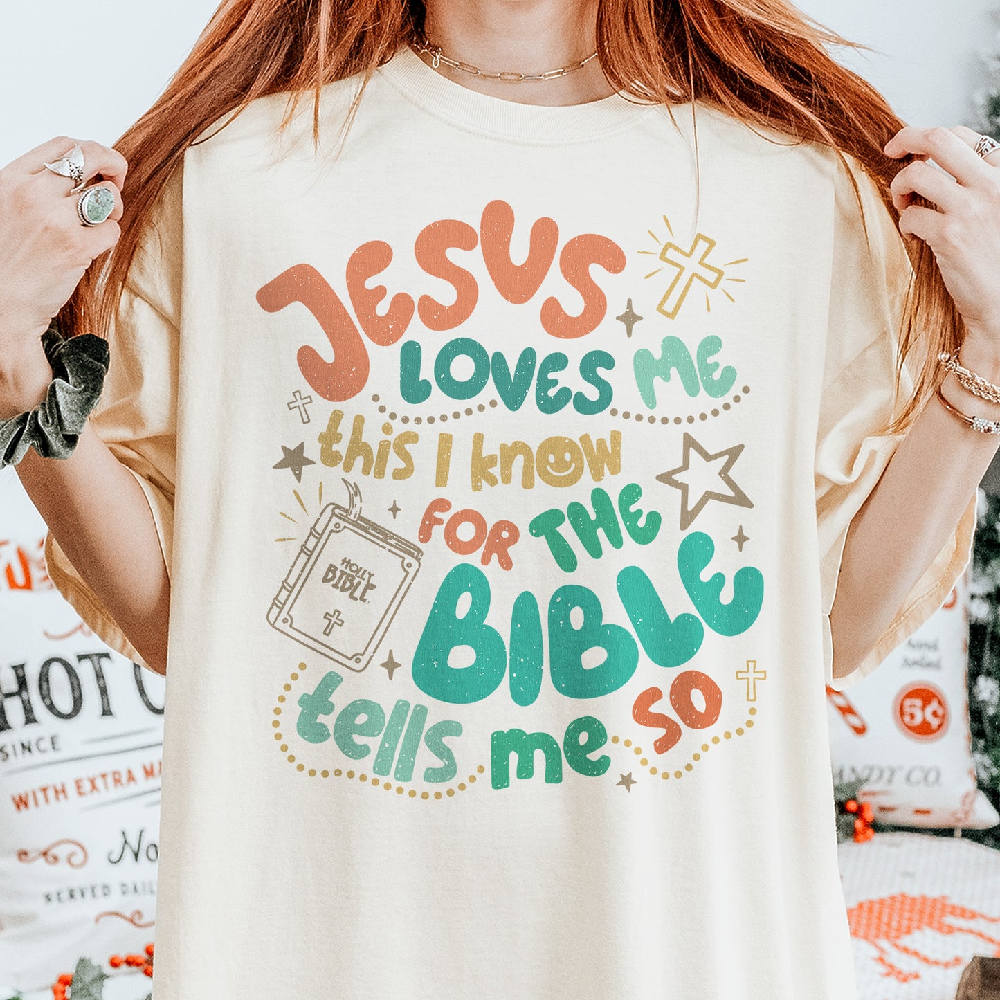 Jesus Loves Me This I Know Shirt: Christian Bible Verse Tee, Kids Youth Faith T-Shirt