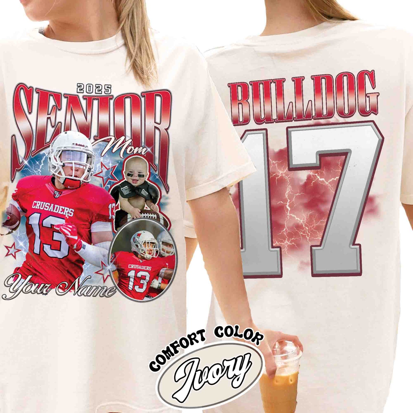 Custom Senior Football Mom Shirt, Senior Football Mom 2025, Mom of a Senior Football, Custom Football Shirt With Photo, Bootleg Sports Shirt