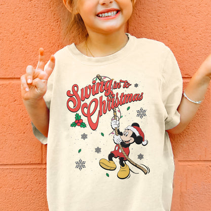 Swing Into Christmas Shirt: Funny Mickey Christmas Tee, Cute Holiday Shirt, Festive Disney Christmas Outfit Youth Tshirt
