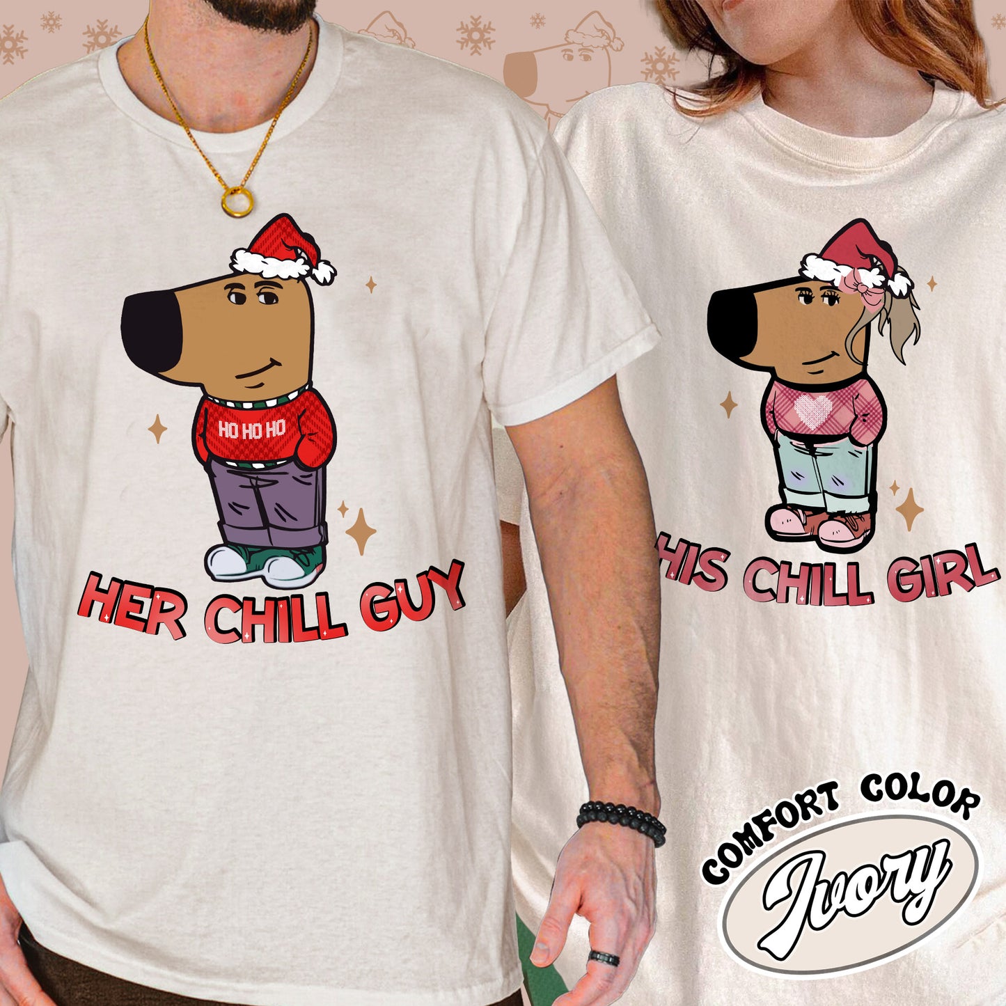 Chilly Christmas Comfort Color Shirt, Funny Boyfriend Shirt, Chill Dog TikTok Meme, Viral Dog Cartoon Shirt, Matching Xmas Tshirt, Funny Couple Christmas Shirt