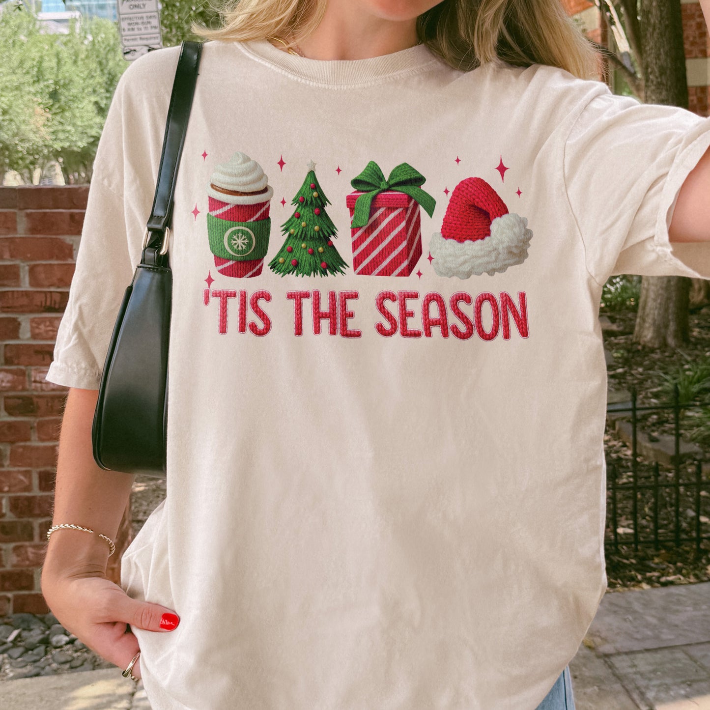 Tis The Season Shirt: Christmas Coffee, Holiday Gift, Santa Hat Tree, Festive Christmas Outfit Tshirt