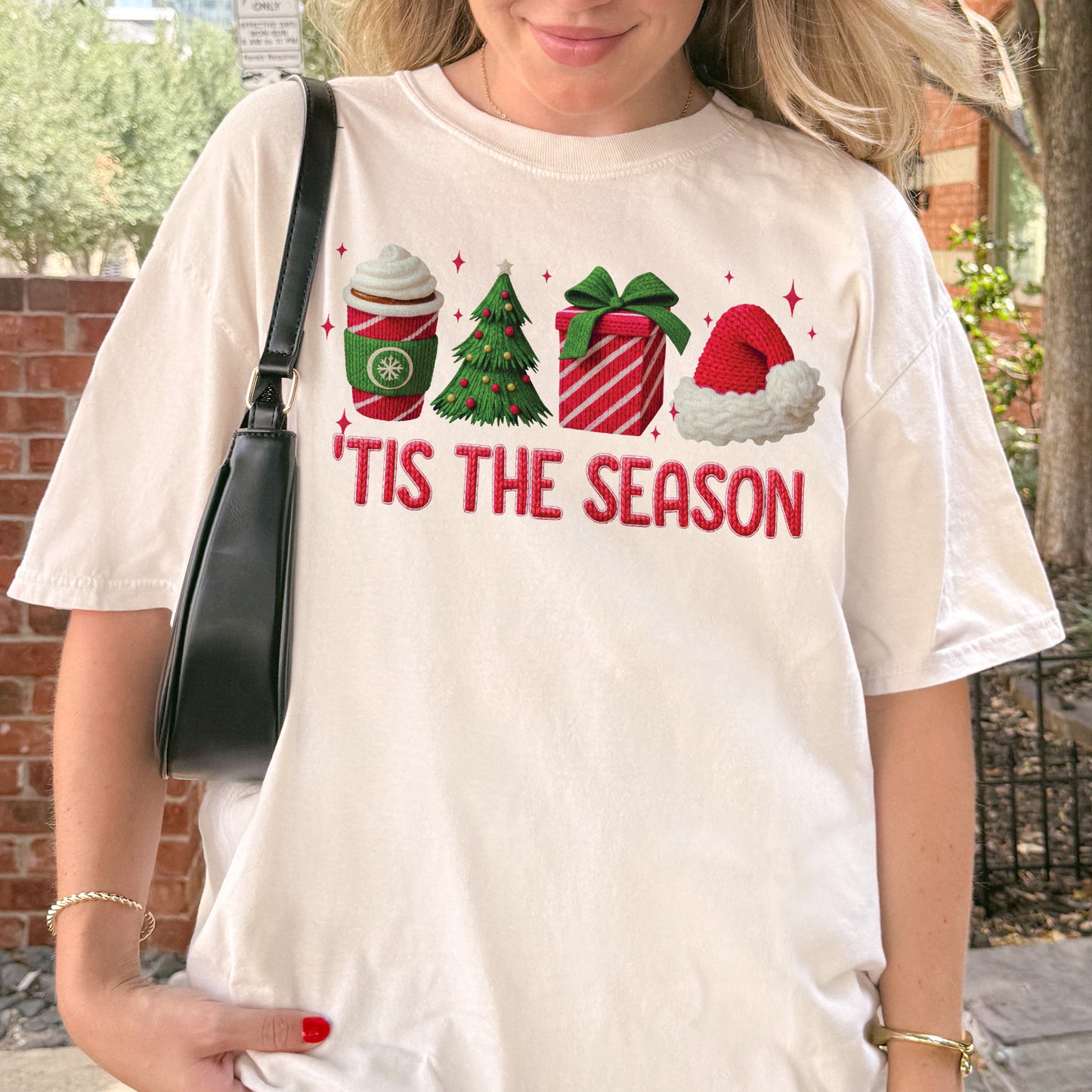 Tis The Season Shirt: Christmas Coffee, Holiday Gift, Santa Hat Tree, Festive Christmas Outfit Tshirt