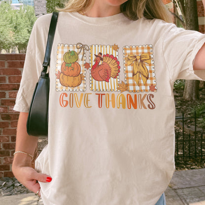 Thanksgiving Holiday, Give Thanks Coquette, Fall Pumpkin Turkey, Grateful Thankful Blessed, Autumn Gift Tshirt