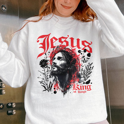 Jesus King of Kings Sweatshirt: Crown of Thorns Christian Sweatshirt, Faith Graphic Sweatshirt, Spiritual Streetwear