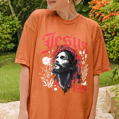 Jesus King of Kings Shirt: Crown of Thorns Christian Tee, Faith Graphic Top, Spiritual Streetwear