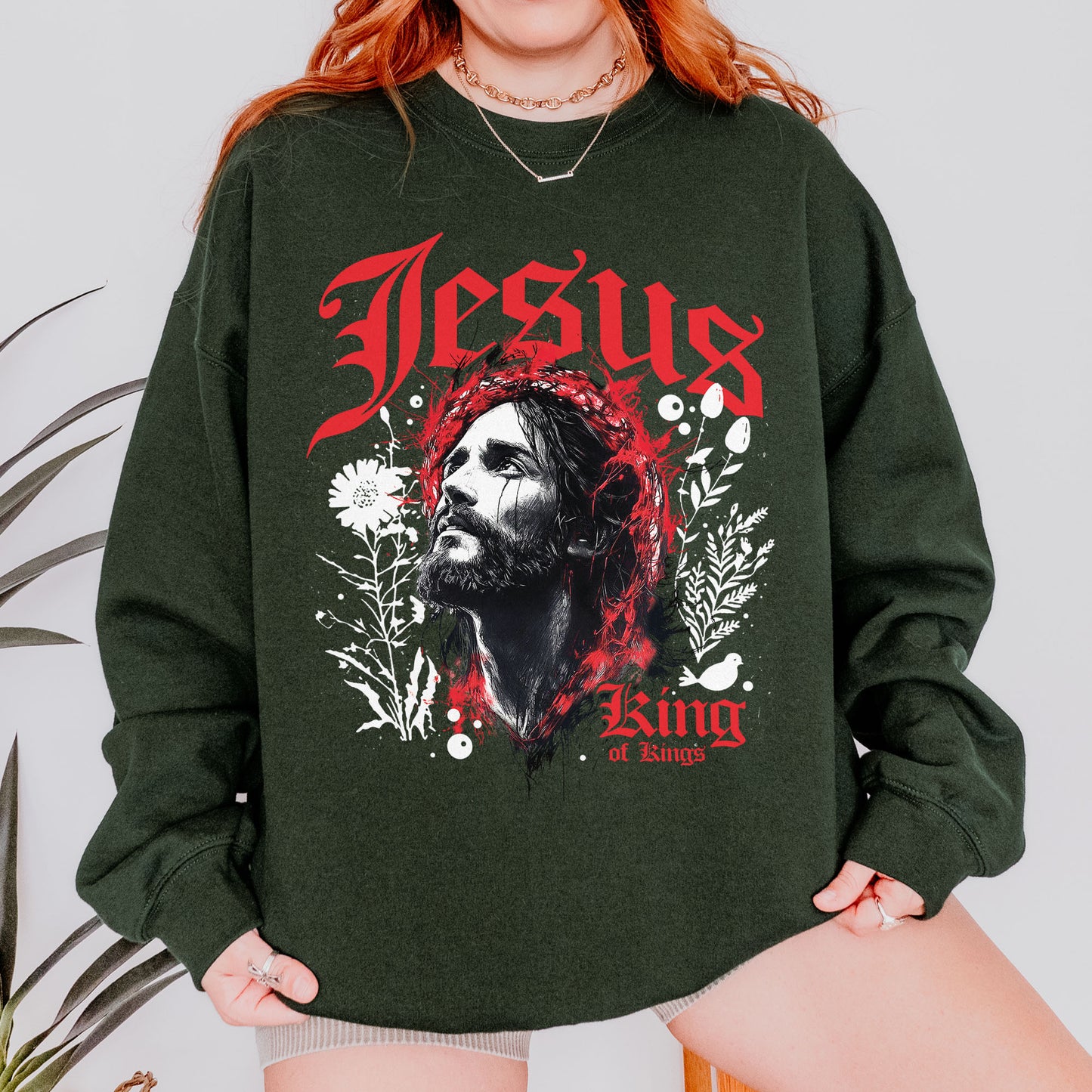 Jesus King of Kings Sweatshirt: Crown of Thorns Christian Sweatshirt, Faith Graphic Sweatshirt, Spiritual Streetwear