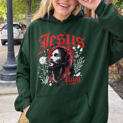Jesus King of Kings Hoodie: Crown of Thorns Christian Hoodie, Faith Graphic Hoodie, Spiritual Streetwear