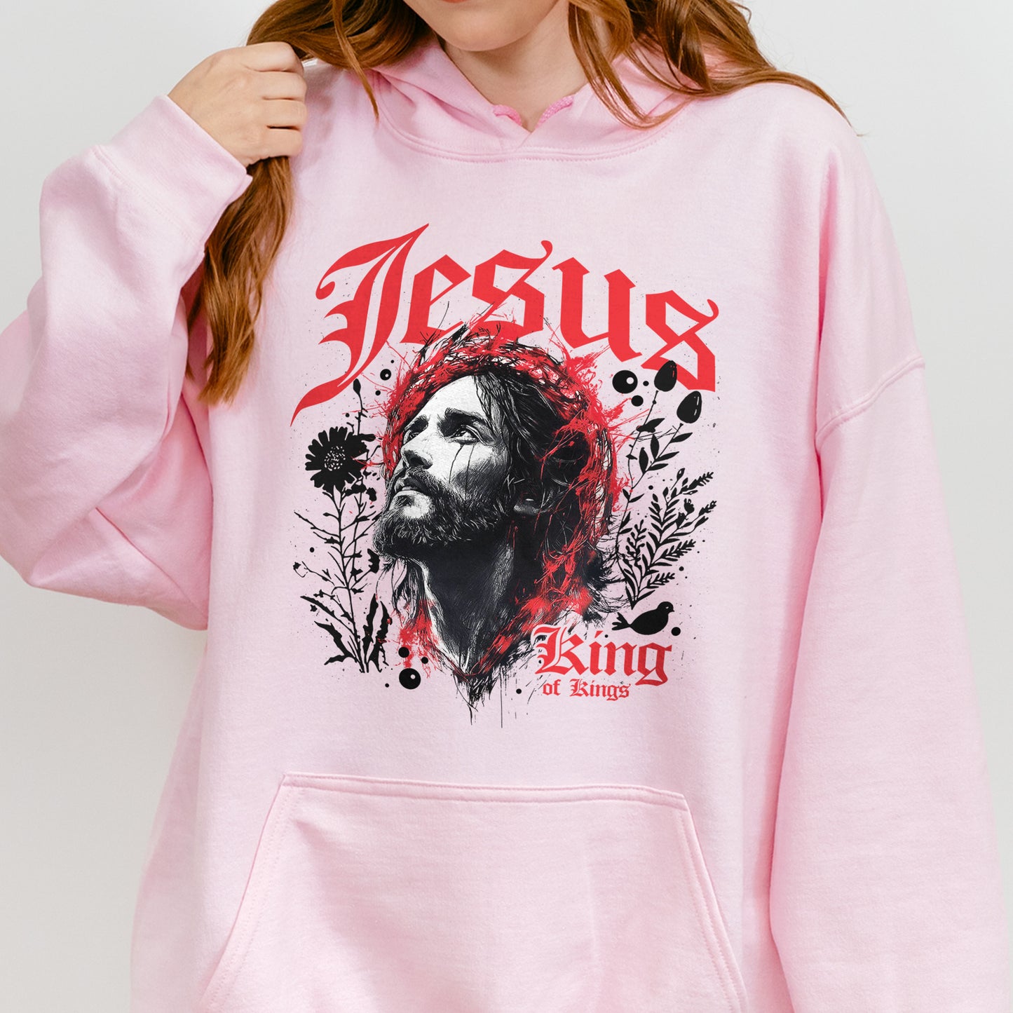 Jesus King of Kings Hoodie: Crown of Thorns Christian Hoodie, Faith Graphic Hoodie, Spiritual Streetwear