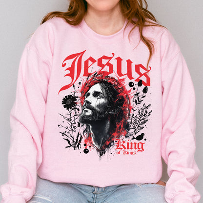 Jesus King of Kings Sweatshirt: Crown of Thorns Christian Sweatshirt, Faith Graphic Sweatshirt, Spiritual Streetwear