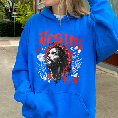Jesus King of Kings Hoodie: Crown of Thorns Christian Hoodie, Faith Graphic Hoodie, Spiritual Streetwear