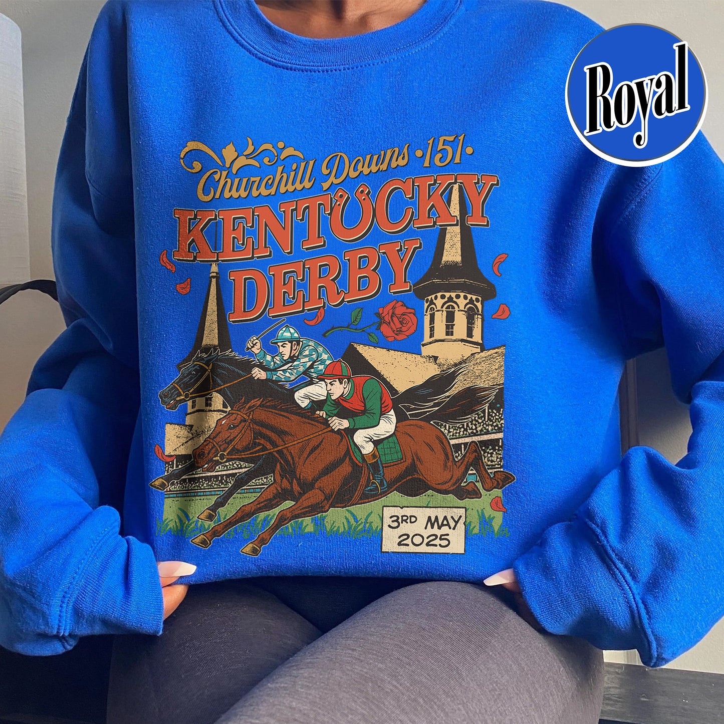 Kentucky Derby 2025 Sweatshirt, 151st Run for the Roses Sweatshirt, Horse Racing Lover Sweatshirt