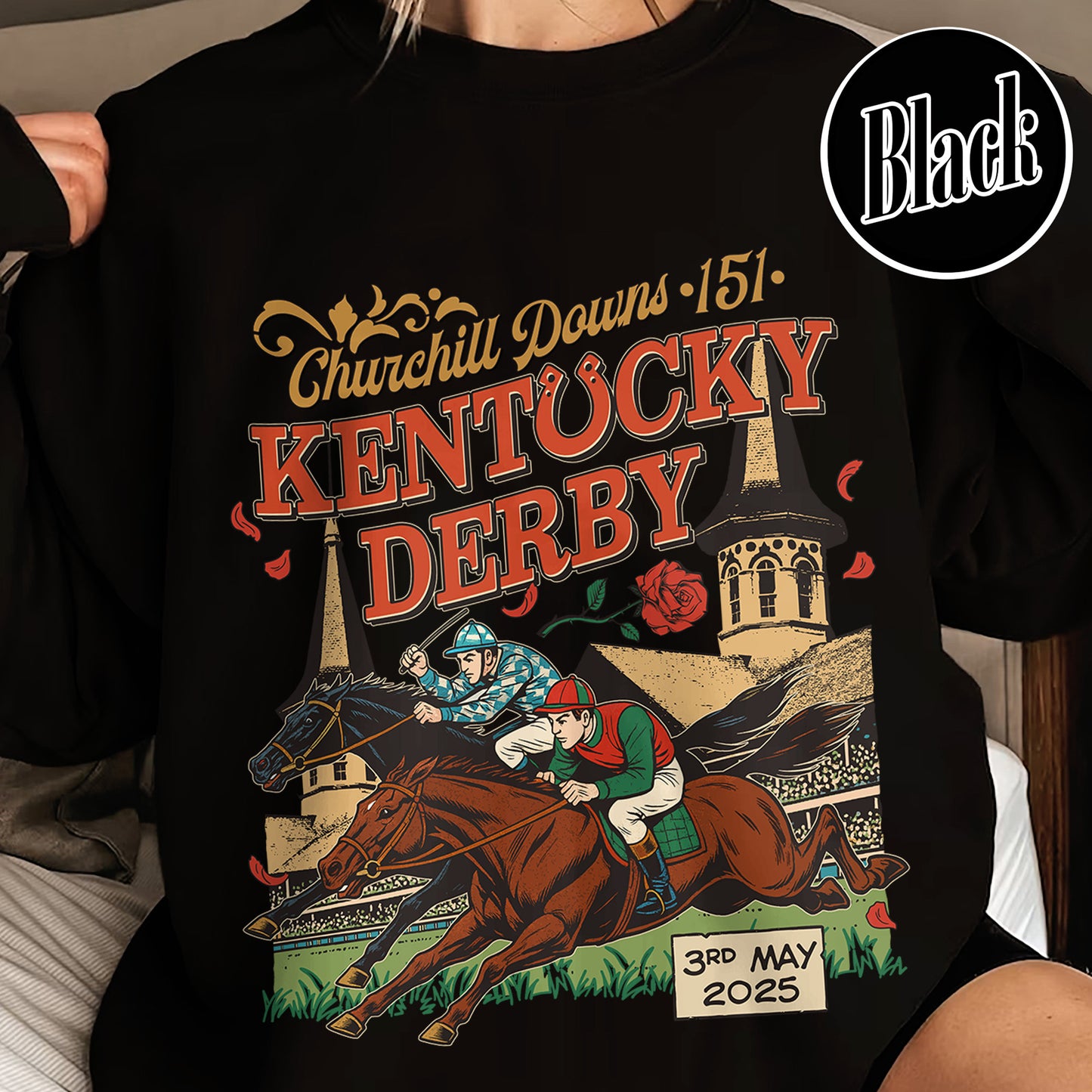 Kentucky Derby 2025 Sweatshirt, 151st Run for the Roses Sweatshirt, Horse Racing Lover Sweatshirt