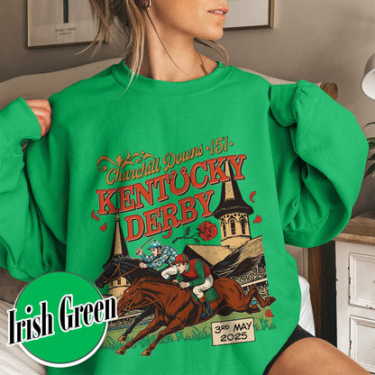 Kentucky Derby 2025 Sweatshirt, 151st Run for the Roses Sweatshirt, Horse Racing Lover Sweatshirt