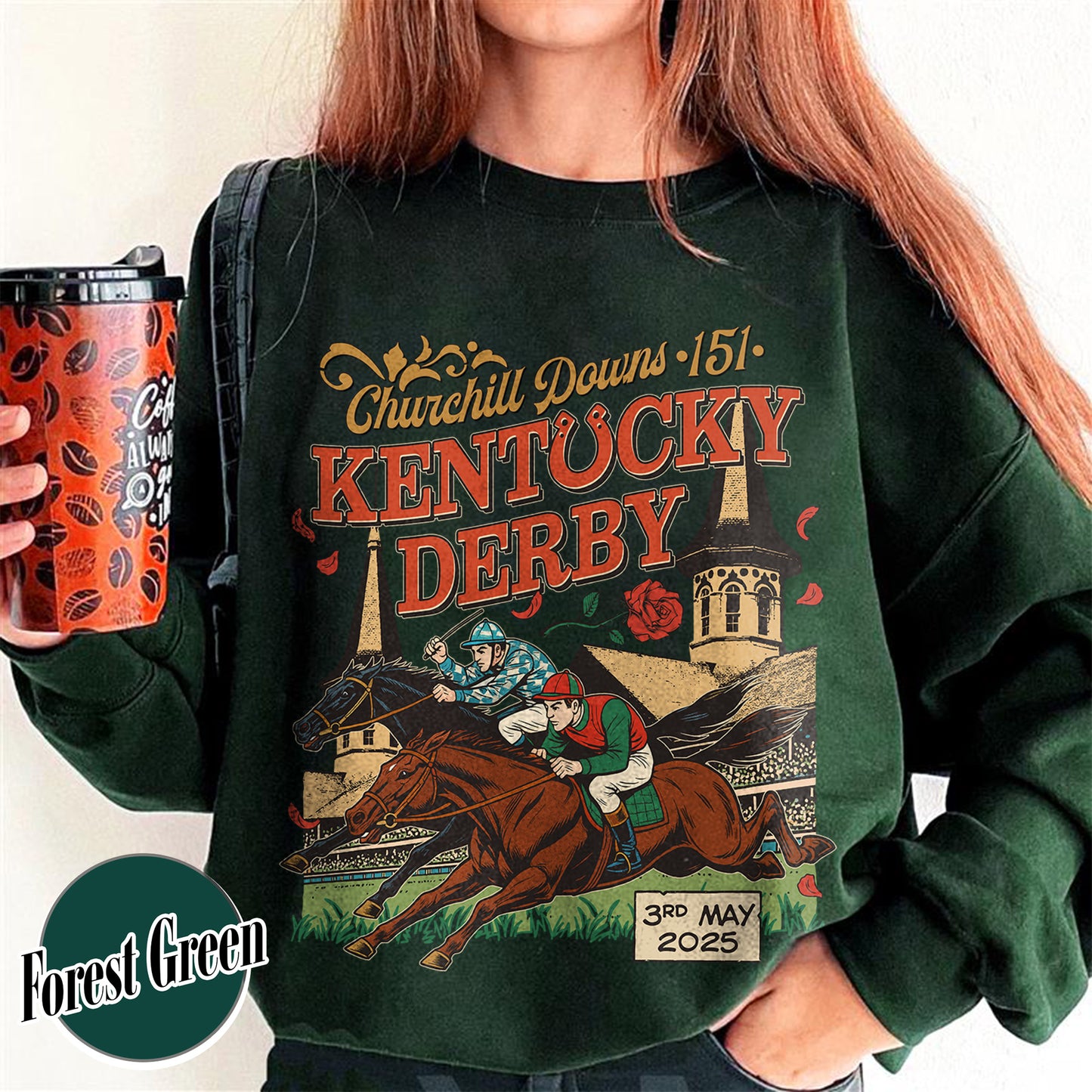Kentucky Derby 2025 Sweatshirt, 151st Run for the Roses Sweatshirt, Horse Racing Lover Sweatshirt