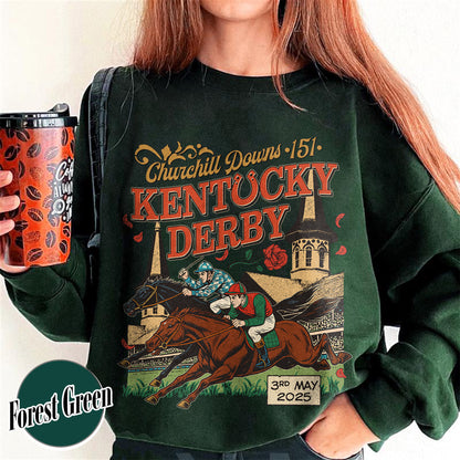 Kentucky Derby 2025 Sweatshirt, 151st Run for the Roses Sweatshirt, Horse Racing Lover Sweatshirt