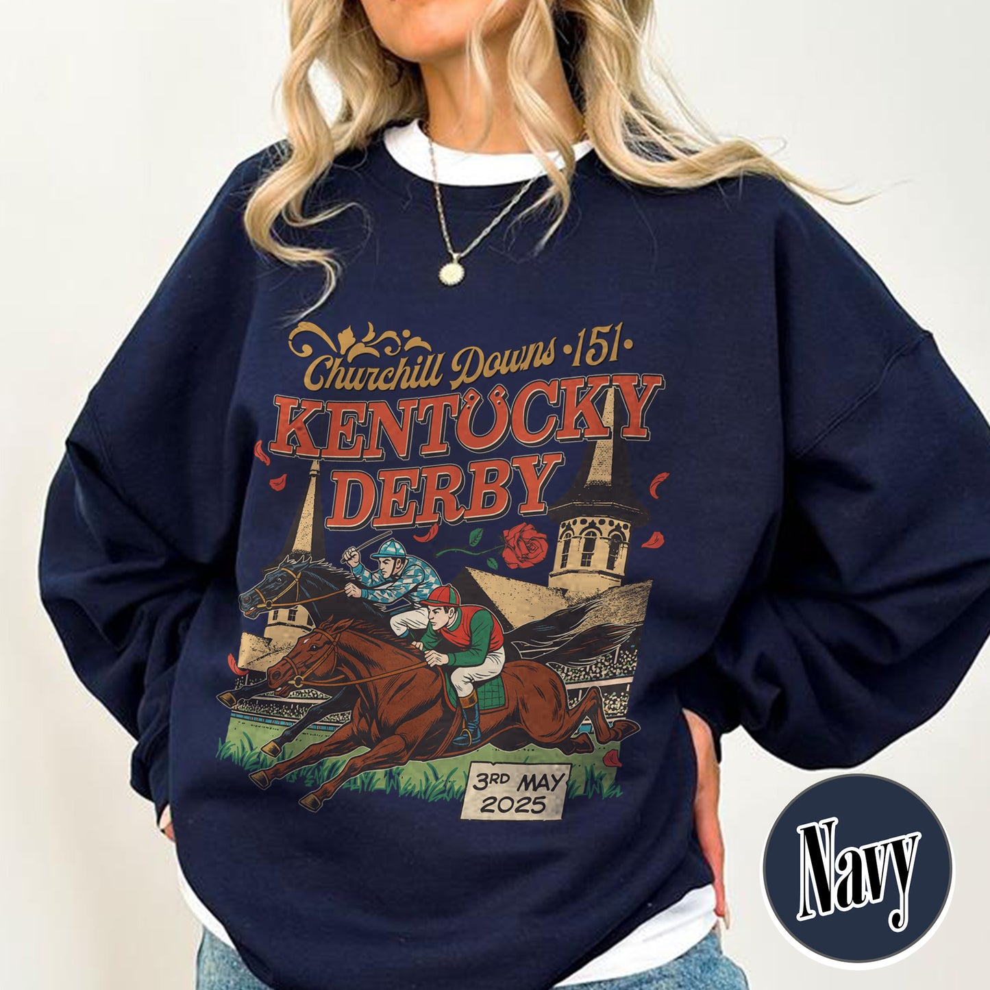 Kentucky Derby 2025 Sweatshirt, 151st Run for the Roses Sweatshirt, Horse Racing Lover Sweatshirt