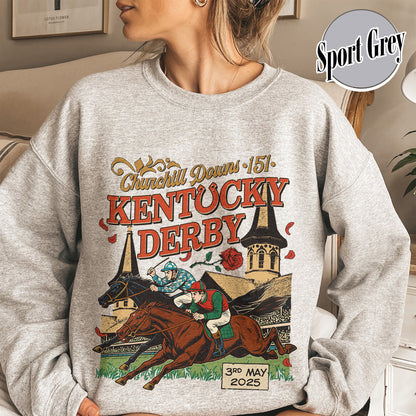 Kentucky Derby 2025 Sweatshirt, 151st Run for the Roses Sweatshirt, Horse Racing Lover Sweatshirt