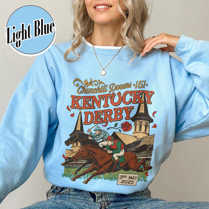 Kentucky Derby 2025 Sweatshirt, 151st Run for the Roses Sweatshirt, Horse Racing Lover Sweatshirt