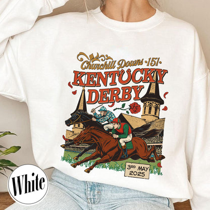 Kentucky Derby 2025 Sweatshirt, 151st Run for the Roses Sweatshirt, Horse Racing Lover Sweatshirt