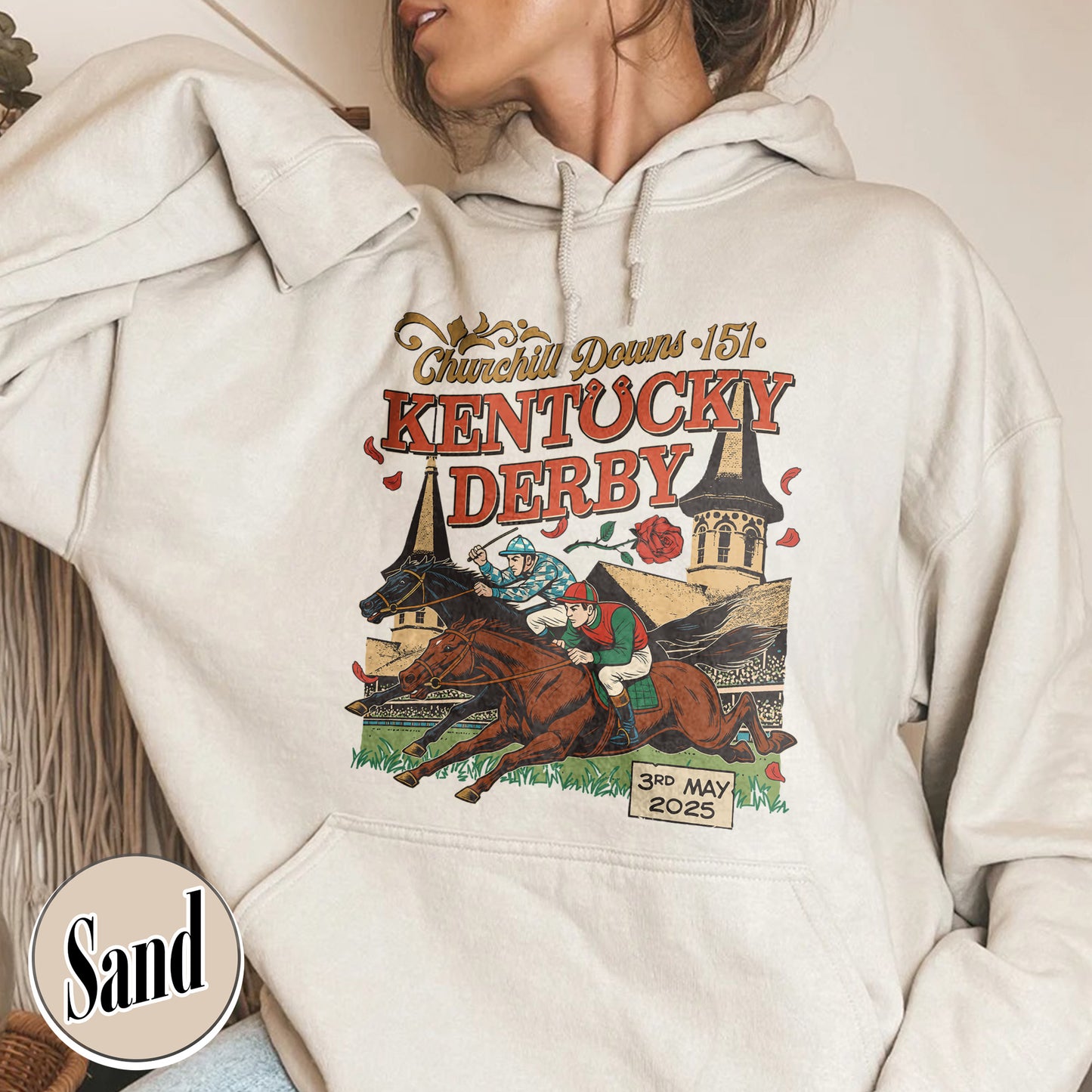 Kentucky Derby 2025 Hoodie, 151st Run for the Roses Hoodie, Horse Racing Lover Hoodie