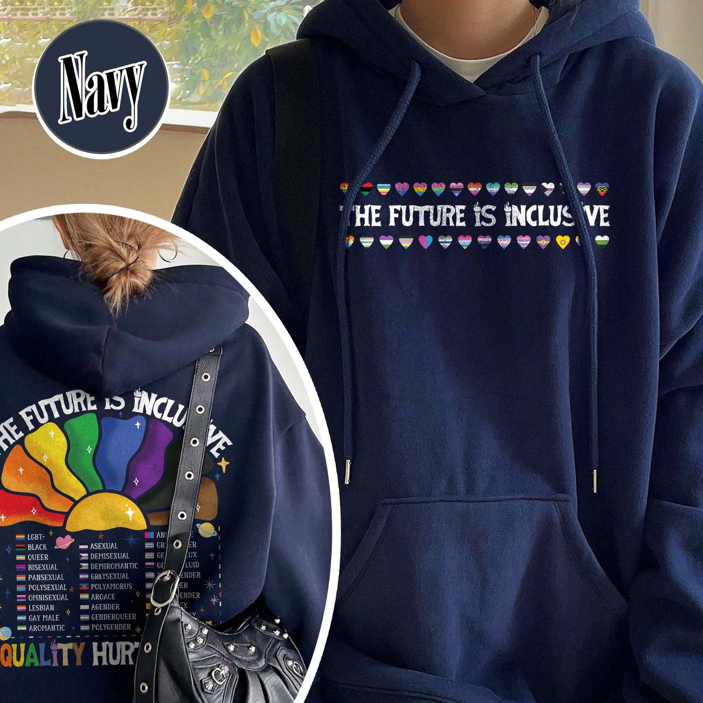 LGBT Hoodie, the Future Is Inclusive Hoodie, Equality Hurt No One Hoodie