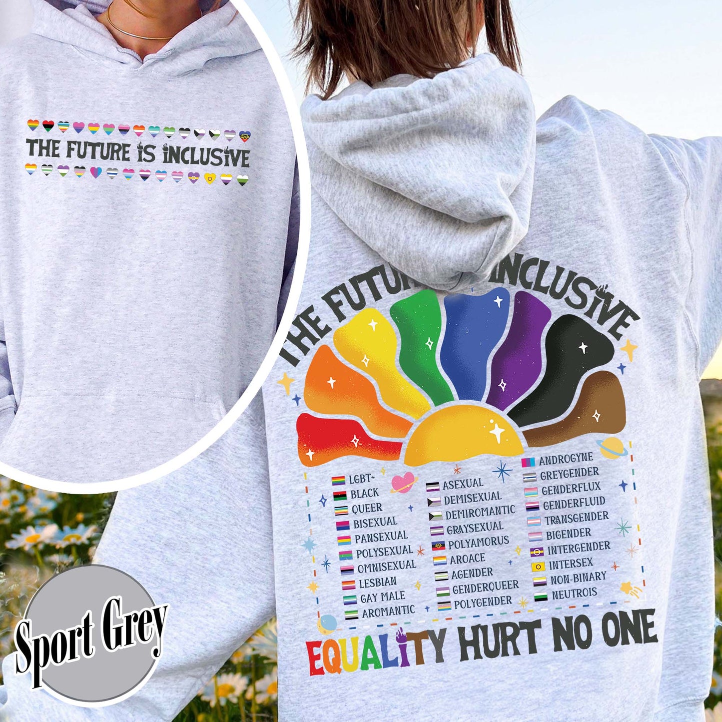 LGBT Hoodie, the Future Is Inclusive Hoodie, Equality Hurt No One Hoodie