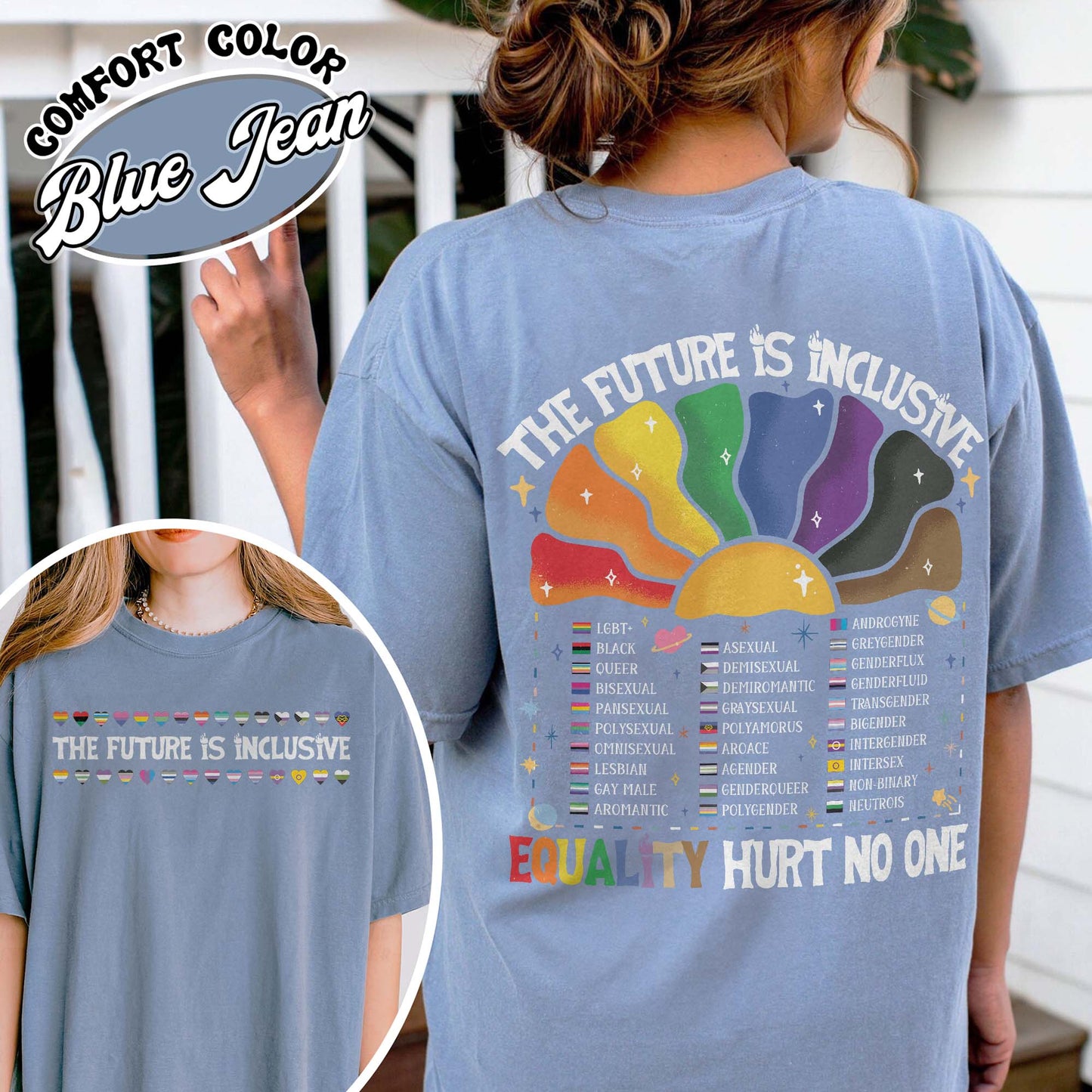 LGBT Comfort Color Shirt, the Future Is Inclusive Shirt, Equality Hurt No One Shirt